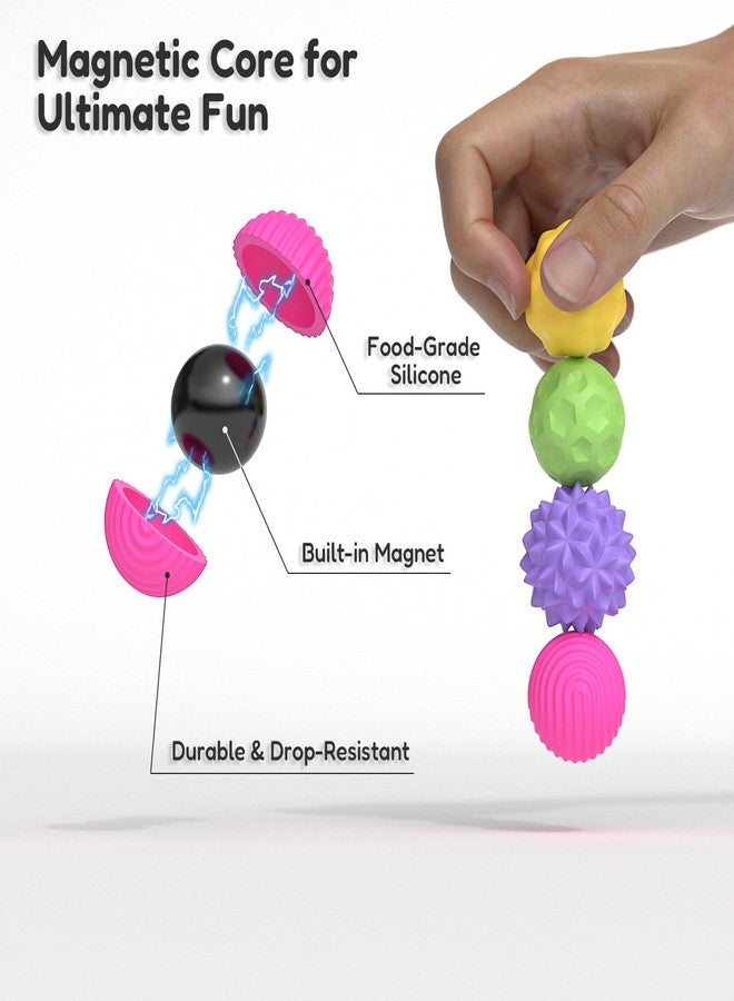 civan Silicone Sensory Fidget Toys Adults - 4pcs Textures Magnetic Ball Toy, Quiet Fidget Toys for Autism ADHD Stress Anxiety Relief, Office Classroom Gadgets, easter basket stuffers Women Men Gifts (Large) - Image 4
